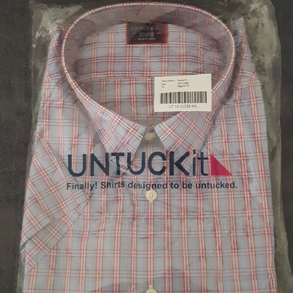 NWT MEN's UNTUCKit Short Sleeve Shirt - 2XL Regular Fit - "SAUTERNS" - Picture 5 of 5